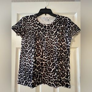 J. Crew Factory Shirt-Sleeve Crew Neck Sweater in Animal Print Size S